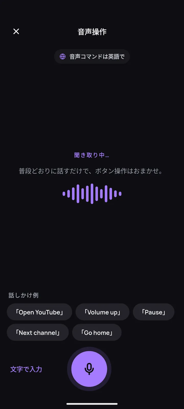 音声コマンド画面