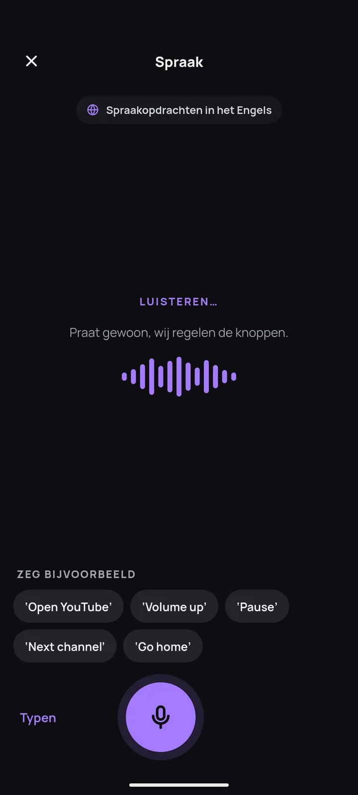 Scherm voor spraakopdrachten